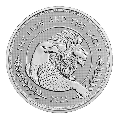 Iso-Britannia 2024 Leijona & Kotka 1oz hopearaha