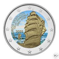 Italia 2 € 2025 Amerigo Vespucci, väritetty (#1)