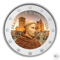 Italia 2 € 2026 Franciscus Assisilainen, väritetty (#1)