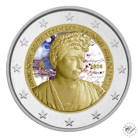 Kreikka 2 € 2024 Penelope Delta, väritetty (#3)