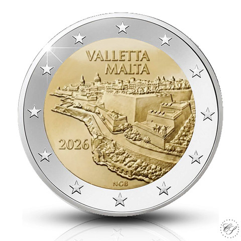Malta 2 € 2026 Vallettan historiallinen kaupunki, irtokolikko