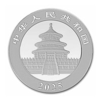 Kiina 10 ¥ 2025 Panda 30g hopearaha