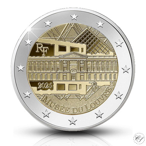 Ranska 2 € 2025 Louvre BU, irtokolikko