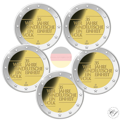 Saksa 2 € 2025 Yhtenäinen Saksa 35 vuotta A-J