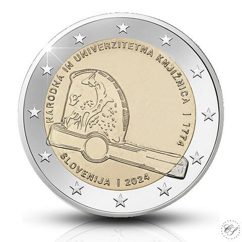 Slovenia 2 € 2024 Kansallis- ja yliopistokirjasto 250 vuotta