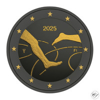 Suomi 2 € 2025 Suomi-Ruotsi-maaottelu 100 v., musta & kulta