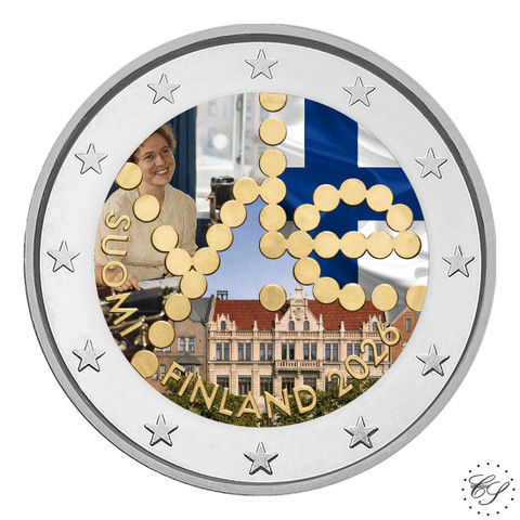 Suomi 2 € 2026 Yleisradio 100 vuotta, väritetty (#3)