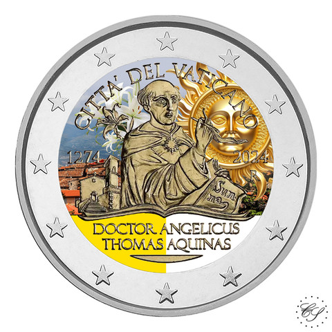 Vatikaani 2 € 2024 Tuomas Akvinolainen BU, väritetty (#1)