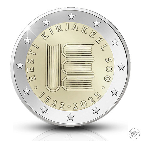Viro 2 € 2025 Ensimmäinen painettu teksti