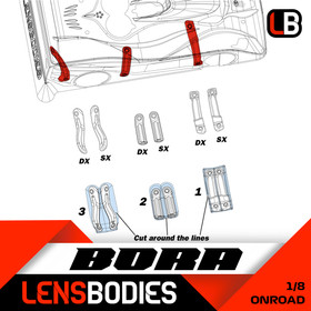 Lens Bodies 1/8 BORA ONROAD BODY STIFFENER + WING