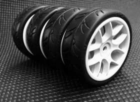 Ride 1:10 Belted Tires 24mm Preglued with 10 Spoke Wheel  (4)