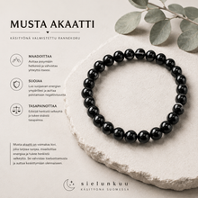 Musta Akaatti kivirannekoru 20 cm	