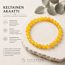 Keltainen Akaatti kivirannekoru 20 cm	