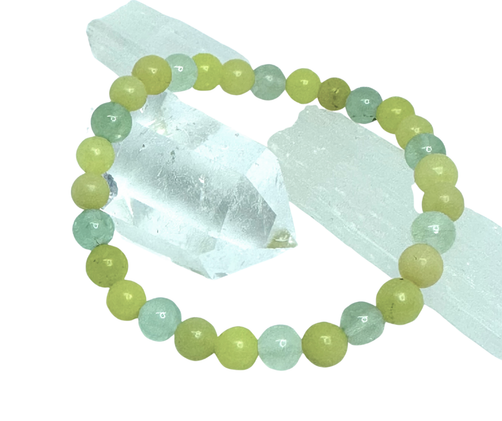 Lemon Jade ja Fluoriitti Kivirannekoru 17 cm	 