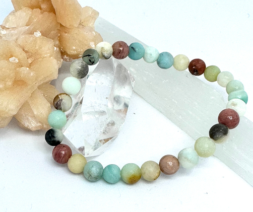 Rodokrosiitti, Amatsoniitti, Sesam Jaspis Kivirannekoru 17 cm	