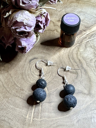 Aromaterapia korvakoru laavakivi + Eteerinen öljy näytepullo	