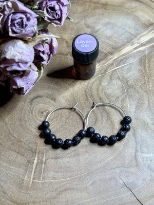 Aromaterapia korvakoru laavakivi + Eteerinen öljy näytepullo	