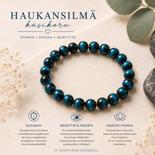 Haukansilmä kivirannekoru 20 cm	