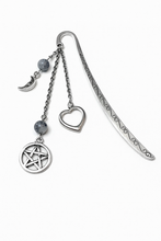 Hopeanhohtoinen metallinen kirjanmerkki, Pentagram	