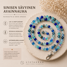 Avainnauha lasi- ja akryylihelmistä, Sininen hetki (98cm)	