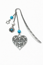 Hopeanhohtoinen metallinen kirjanmerkki, Sydän	