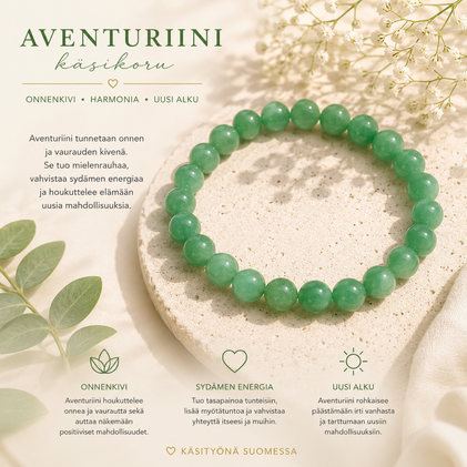 Aventuriini vihreä, Kivirannekoru 19 cm	