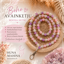 Avainnauha särölasihelmistä Roosa hetki	
