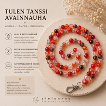 Avainnauha lasi- ja akryylihelmistä, Tulen tanssi (98cm)	