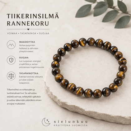 Tiikerinsilmä Kivirannekoru 17 cm	