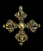 Vintage Brass Cross Vajra pestle -riipus	