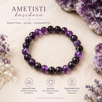 Ametisti Kivirannekoru 17 cm	