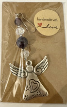 Suojelusenkeli Ametisteilla ja kristalleilla laukkukoriste / avaimenperä	