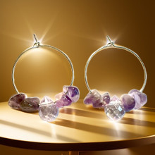 Korvakoru Ametisti ja Swarovski kristalli	