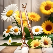 Ruusukullan värinen kuulakärkikynä, timantti koristeella	