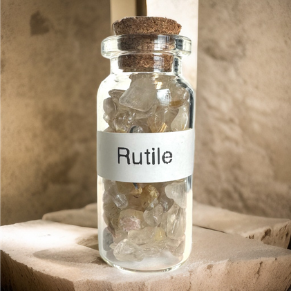 Rutiilikvartsi kivisirupullo 5 cm 