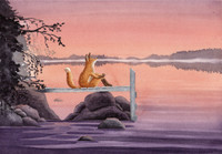 Kettu laiturilla kortti