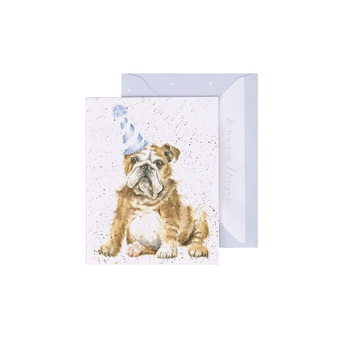 Wrendale bulldog juhlatuulella -minikortti