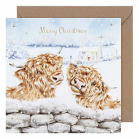 Wrendale ylämaankarja joulukortti