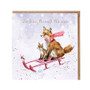 Wrendale kelkkailevat ketut joulukortti