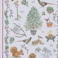 Keittiöpyyhe talviset linnut puutarhassa