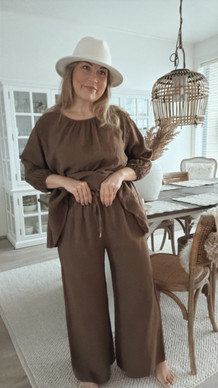 MIRIAM LINEN PANTS BROWN