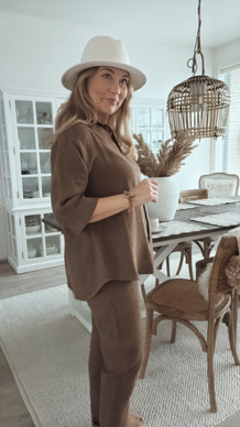 JUSTINE LINEN BLOUSE BROWN
