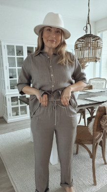 LINDSAY LINEN JOGGERS TAUPE