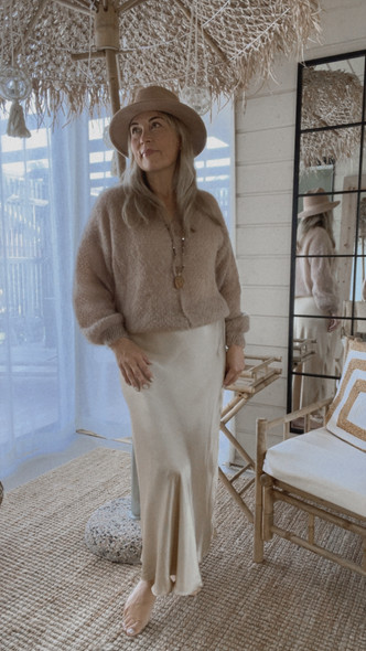 IDA SATIN SKIRT LIGHT CAMEL