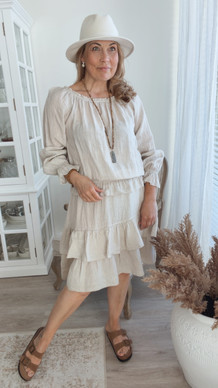 AMINA LINEN SKIRT BEIGE