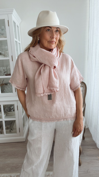 AMBRE LINEN SHIRT OLD ROSE
