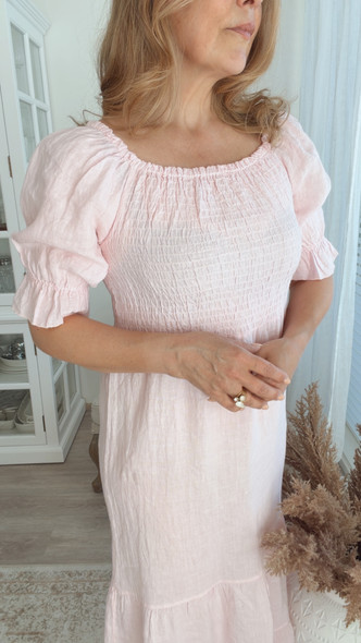 MAYA LINEN DRESS ROSE
