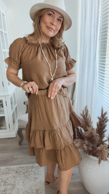 AMINA LINEN SKIRT CAMEL