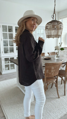 WILHELMIINA BASIC LINEN SHIRT BROWN