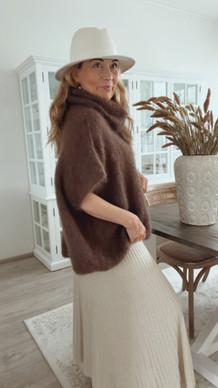 BENEDETTA KID MOHAIR PONCHO BROWN